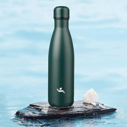 Insulated Water Bottles,17 oz Double Wall Stainless Steel Vacumm Metal Flask for Sports Travel,Army Green