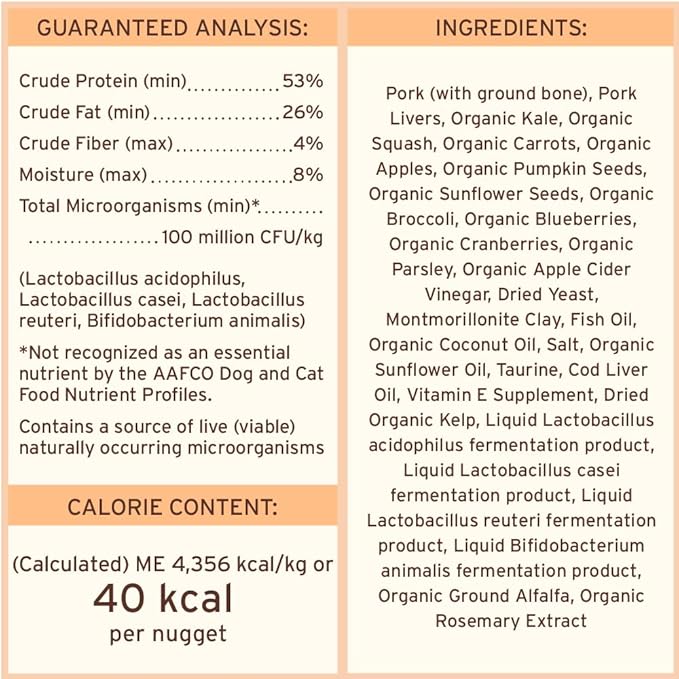 Primal Freeze Dried Raw Cat Food Nuggets Pork, Complete &amp; Balanced Meal or Topper, Premium, Healthy, Grain Free, High Protein Raw Cat Food with Probiotics (5.5 oz)