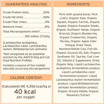 Primal Freeze Dried Raw Cat Food Nuggets Pork, Complete &amp; Balanced Meal or Topper, Premium, Healthy, Grain Free, High Protein Raw Cat Food with Probiotics (5.5 oz)
