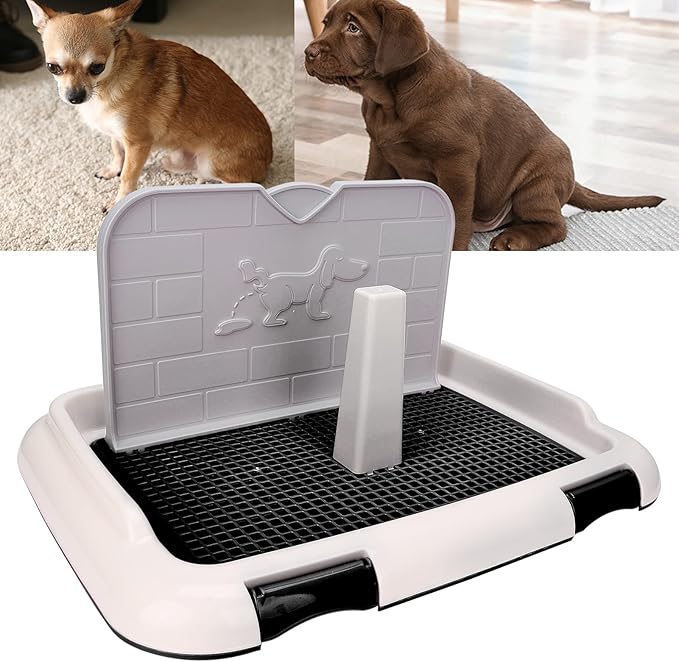 Indoor Dog Potty Tray - Miniature Poodle Pad Holder, Anti-Slide Plastic Potty for Small &amp; Medium Dogs (Black)
