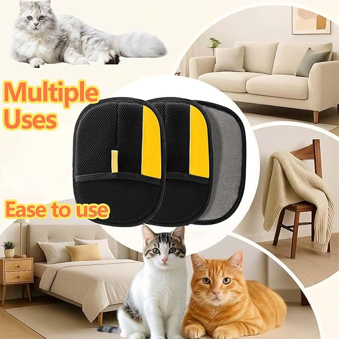 3pcs Pet Hair Removal Glove,Pet Hair Remover Glove for Cats &amp; Dogs,Upgraded Animal Fur Removal Tool, Reusable Cats &amp; Dogs Grooming Gloves for Hair Removal