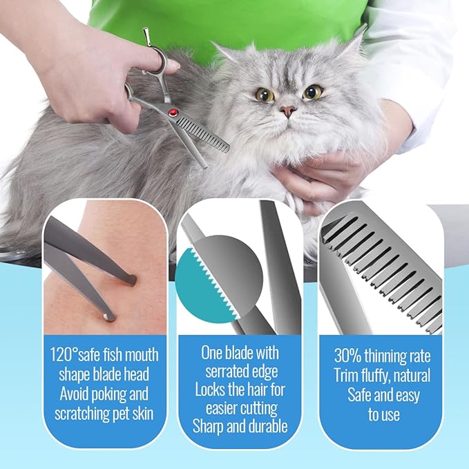 4.5" Dog Grooming Scissors - 2pcs Curved Scissors &amp; Thinning Shears for Small Dog, Cat Face &amp; Paws - Japan 440C (2Kit)