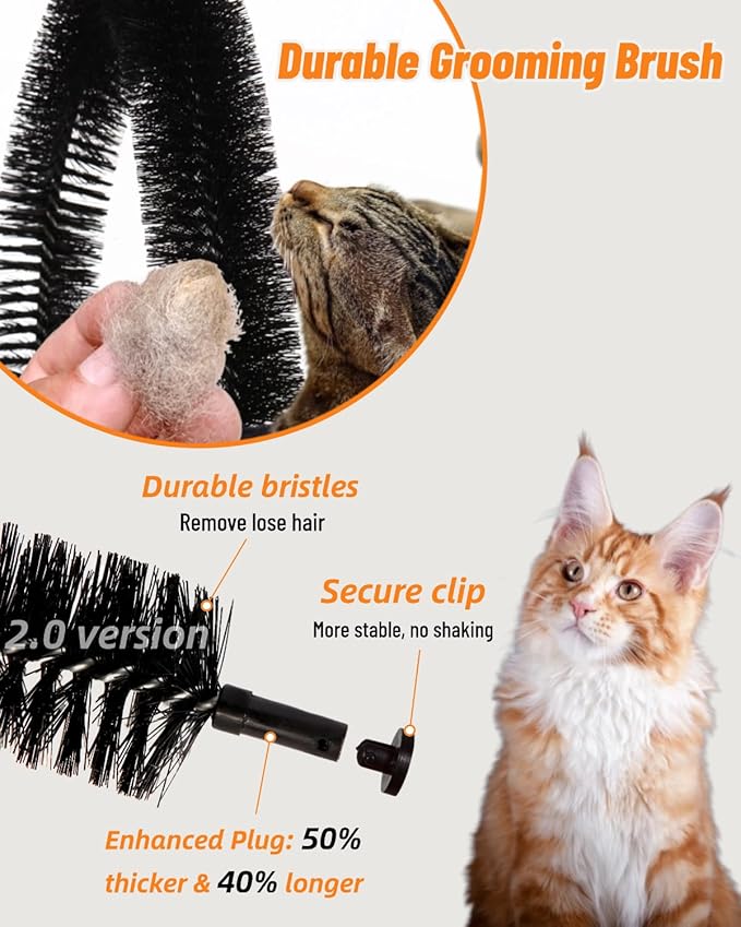 Happi N Pets Cat Self Groomer, Arch Grooming Brush wtih Heavy Duty Woven Sisal Pad, Rubbing Post &amp; Catnip Toy, Cat Face Scratchers Body Massager, Cat Scratchers for Indoor Cats, Black