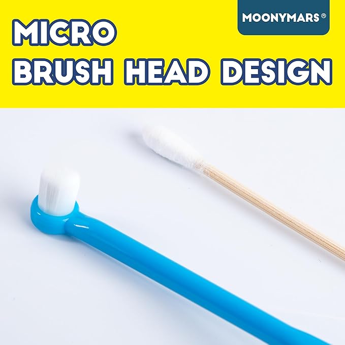 Small Dog Toothbrush, Cat &amp; Puppy Tooth Brushing Kit, Ultra Soft &amp; Mini Head Teeth Brush for Kitten &amp; Tiny Pet, Doggy Toothbrushes Deep Dental Cleaning, 2 PCS - Blue