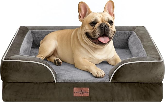 Comfort Expression Small Dog Beds Waterproof Orthopedic Foam Dog Sofa Beds for Medium Dogs Comfy Pet Bed with Washable Removable Cover &amp; Non-Slip Bottom(Small,Dark Green)