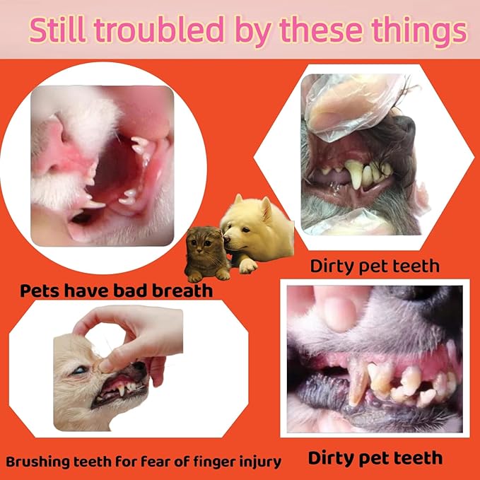 4 Pack Pet Tooth Brushing Kit – Extra Soft Finger Toothbrushes for Cats &amp; Dogs Gentle Plaque &amp; Tartar Removal, Freshens Breath Pain-Free Teeth Cleaning for Small to Large Pets