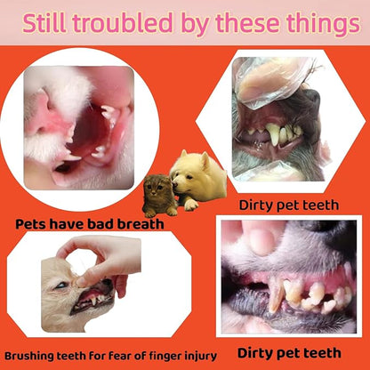 4 Pack Pet Tooth Brushing Kit – Extra Soft Finger Toothbrushes for Cats &amp; Dogs Gentle Plaque &amp; Tartar Removal, Freshens Breath Pain-Free Teeth Cleaning for Small to Large Pets