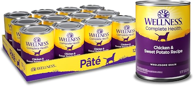 Wellness Complete Health Natural Wet Canned Dog Food, Chicken &amp; Sweet Potato, 12.5-Ounce Can (Pack of 12)