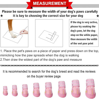 QUMY Dog Shoes for Large Dogs, Medium Dog Boots &amp; Paw Protectors for Winter Snowy Day, Summer Hot Pavement, Waterproof in Rainy Weather, Outdoor Walking, Indoor Hardfloors Anti Slip Sole Pink 1
