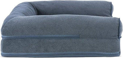 Furhaven Cooling Gel Dog Bed for Medium/Small Dogs w/ Removable Bolsters &amp; Washable Cover, For Dogs Up to 35 lbs - Sherpa &amp; Chenille Sofa - Orion Blue, Medium