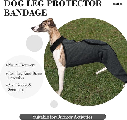 ROZKITCH Dog Surgery Leg Sleeve Rear Legs, Male Female Pet Prevent Licking Wound Elbow Knee Protector, Dog Recovery Suit Cone Collar Alternative Pants Shirt for Wound Heal Wrap Grey L