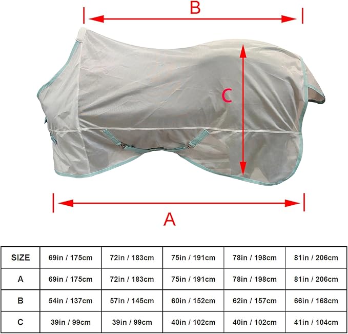 BARN &amp; STABLE Breathable and Tear-Resistant Horse Fly Sheet with UV Protection Equine Summer Sheet Horse Fly Blanket with Removable Web Leg Straps