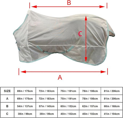 BARN &amp; STABLE Breathable and Tear-Resistant Horse Fly Sheet with UV Protection Equine Summer Sheet Horse Fly Blanket with Removable Web Leg Straps