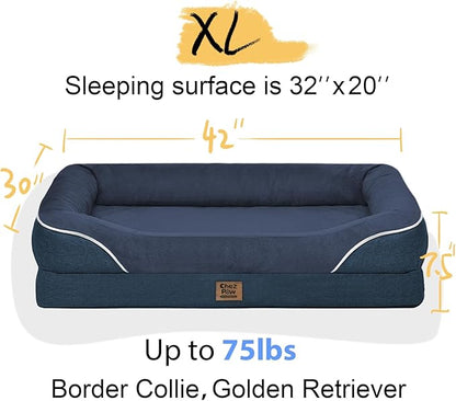 Removable Orthopedic Large Dog Bed -XL Large Dog Beds with Washable Cover and Removable Bolsters Non-Slip Bottom &amp; Waterproof Pet Bed Sofa for Big Size Dogs