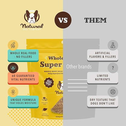 Natural Dog Company Super Seeds Food Topper, Omega-Rich, Natural Dog Multivitamin, Superfood Supplement, Dog Coat and Skin Health, Grain-Free Supplement, Daily Nutrition Boost, 8 Oz