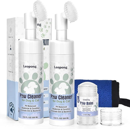 Dog Paw Care Kit- 2 Packs Cleaner for Dogs Large Medium Small XL Breed-Dog Paw Balm for Heals - Repairs &amp; Restores Dry - Cracked Paws &amp; Nose Protector for Pet Foot Washer Care