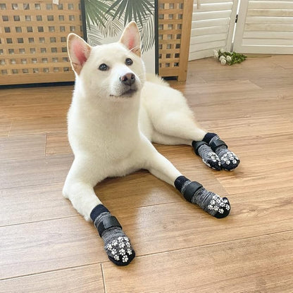EXPAWLORER Anti Slip Dog Socks to Prevent Licking Paws, Dog Shoes for Hot Pavement, Dog Booties for Small Medium Large Senior Dogs, Traction Control Boots &amp; Paw Protectors for Hardwood Floors