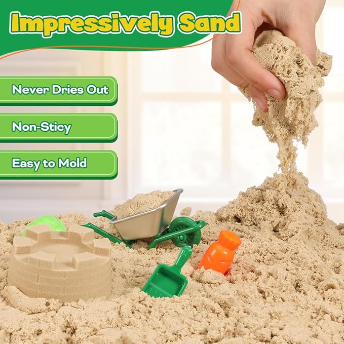 FRUSE Play Sand Farm Toys,Sensory Bins for Toddlers with 2.2lbs Sensory Play Sand,Farm Figures &amp; Tractor Playset,Sandbox Toys for Kids 3 4 5 6 7