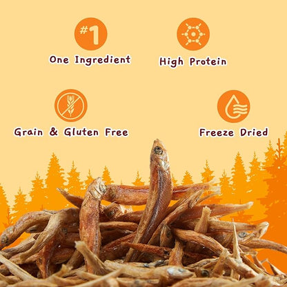 Jungle Calling Freeze Dried Minnows for Cats &amp; Dogs, Single Ingredient Fish Cat &amp; Dog Treats, High Protein Grain Free Pet Training Snacks, 2 oz