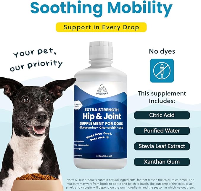 Concentrated Liquid Glucosamine for Large Dogs, Infused with MSM, 5200mg Chondroitin &amp; Glucosamine Liquid for Dogs Hip &amp; Joint Supplement for Mobility &amp; Comfort, 32 oz