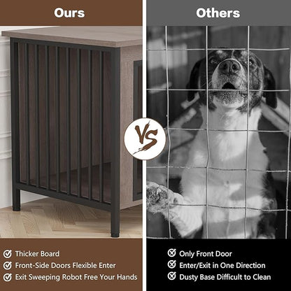 EasyCom 39.96" XL Wooden Large Dog Crate Furniture for Medium and Large Breed, Chew-Resistant Dog Kennel Furniture Indoor with 2 Doors and 3.94" Raised Feet, as TV Stand, End Table, Crate Table
