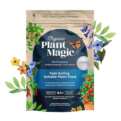 Organic Plant Magic - Truly Organic™ Fast-Acting Soluble Plant Food: All-Purpose Fertilizer Concentrate for All Flower Vegetable Herb Fruit Tree Shrub Container Garden &amp; House Plants [One 1 lb Bag]