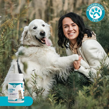 Wanderfound Pets Same 100 Liver Support for Dogs - Same S-Adenosyl-L-Methionine Hepatic Supplement for Liver &amp; Brain Support - Bacon Flavored Sam E, Manufactured in The USA - 30 Chewable Tablets