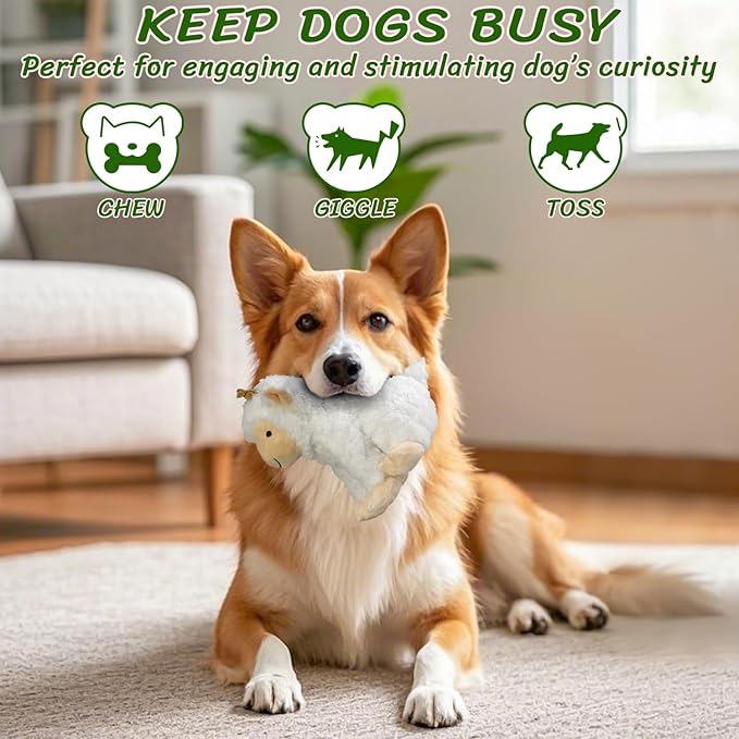 Squeaky Dog Toys for Large- Plush Stuffed Chew Toy with Soft Fabric- Interactive Puppy Toys to Keep Them Busy- Indoor &amp; Outdoor Play