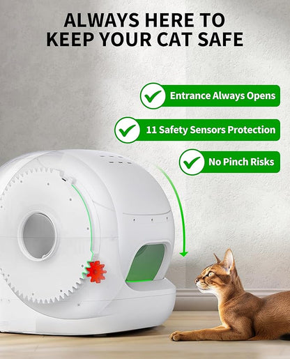 PETKIT PuraMax 2 Automatic Self-Cleaning Cat Litter Box, App Control Scoop-Free Litter Box with Safety Sensors, Odor Free &amp; Anti-Leakage Basic Bundle Includes Trash Bags,2.4G WiFi &amp; Low Entrance
