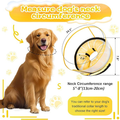 Inflatable Dog Cone Collar with Detachable Enhanced Anti-Licking Shield, Soft Neck Donut Collar for Dogs After Surgery, Adjustable Dog Cone Alternative for Large Medium Small Dogs &amp; Cats