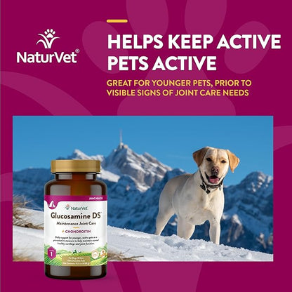 NaturVet Glucosamine DS Level 1 Maintenance Care Hip &amp; Joint Support Pet Supplement for Dogs &amp; Cats –Glucosamine, Chondroitin, Antioxidants –Supports Cartilage, Joint Function – 150 Ct.