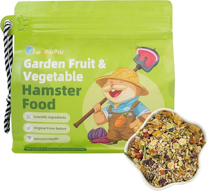 Garden Fruit &amp; Vegetable Hamster Food Mix Natural Small Pet Food Made for Hamsters 1LB Critical Care Healthy Dwarf Hamsters Feed New Packaging