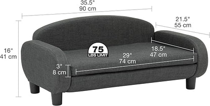 Paws &amp; Purrs Multi-Cat Sofa Elevated Pet Bed for Indoor Cats Raised Cats Couch with Removable Washable Mattress Cover for Kittens, Dogs - 35.5" Wide, Gray