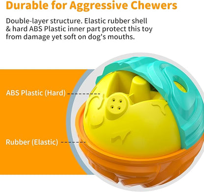 Dog Ball for Aggressive Chewers - Interactive Dog Toy Balls Fun Squeaky Sound to Keep Them Busy, Durable for Small Medium Large Breeds, Rubber Pet Chew Toys, As Seen on TV, Orange &amp; Blue