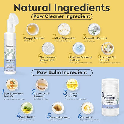Dog Paw Care Kit- 2 Packs Cleaner for Dogs Large Medium Small XL Breed-Dog Paw Balm for Heals - Repairs &amp; Restores Dry - Cracked Paws &amp; Nose Protector for Pet Foot Washer Care