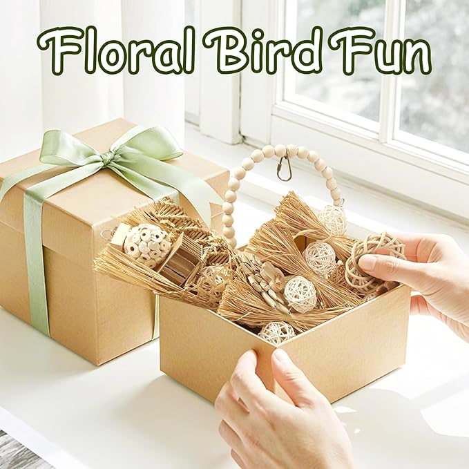 5-Pack Natural Flower Bird Toys – Foraging &amp; Chewing Toys for Parakeets, Cockatiels, Conures &amp; Small Birds – No Plastic, All-Natural Materials