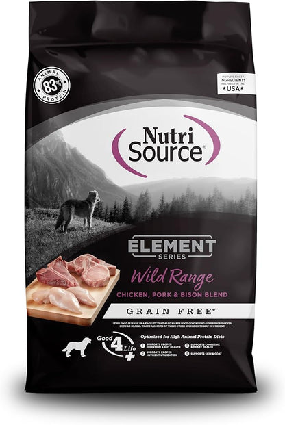 NutriSource Element Series Wild Range Dry Dog Food, Chicken, Pork &amp; Bison, 12LB