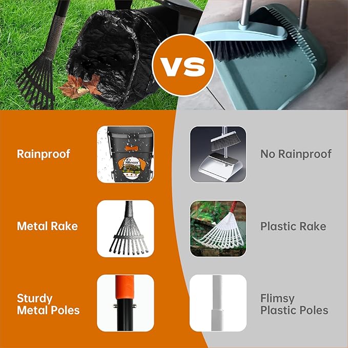 Dog Pooper Scooper with Bags &amp; Dispenser - 37.4" Long Durable Metal Handle Swivel Bin &amp; Rake &amp; Spade Kit, Large Capacity Portable Pooper Scooper for Yards，Easy to Assemble