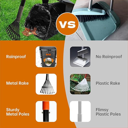 Dog Pooper Scooper with Bags &amp; Dispenser - 37.4" Long Durable Metal Handle Swivel Bin &amp; Rake &amp; Spade Kit, Large Capacity Portable Pooper Scooper for Yards，Easy to Assemble