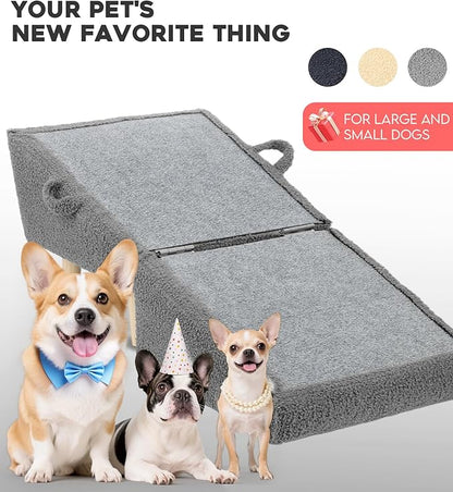 Dog Stairs for Small Dogs and Cats – 2-in-1 Dog Ramp for Bed and Couch, 16.5&