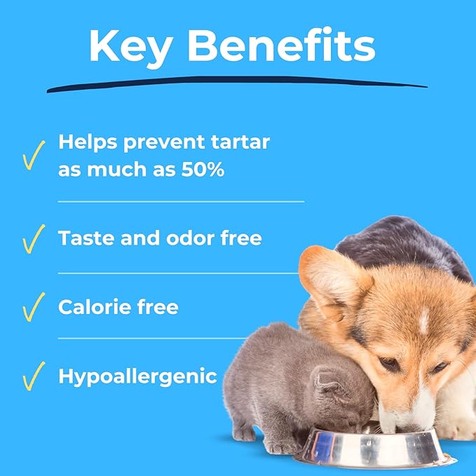 Tartar Shield DentaTabs | Dog &amp; Cat Dental Mouthwash Water Additive Powder | Fights Tartar Plaque &amp; Bad Breath Cleans Teeth &amp; Gums | Natural Pet Oral Health Support | Hypoallergenic &amp; Calorie-Free