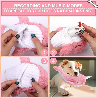 BABORUI Interactive Dog Toys Whale, Squeaky Dog Toys, Rechargeable Moving Dog Chew Toys for Small/Medium/Large Dogs/Puppy to Keep Them Busy (Pink)