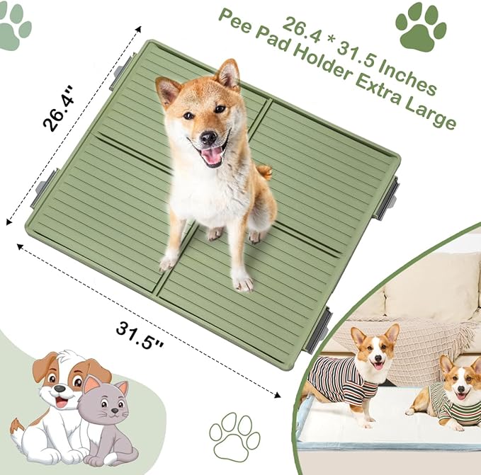 Puppy Pads &amp; Holder Set – Includes 20 Extra Large 30×36in Pee Pads, Anti-Slip Leak-Proof Pee Pad Holder with Secure Lock for Puppies &amp; Large Dogs and All Breeds