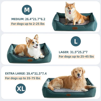 Orthopedic Dog Beds for Medium Dogs, Durable Egg Crate Foam Sofa Dog Bed wit Washable Removable Cover,Waterproof Lining,Pet Bed for Large Dogs (Olive Green, 26.4" L x 21.7" W x 6.2" Th)