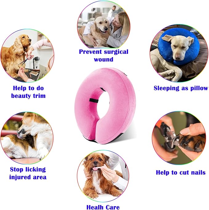 Katoggy Protective Inflatable Recovery Collar, Soft Blow-up Dog Cone Collar, Pet Donut Cone Collar, Comfy Elizabethan Collar After Surgery for Large Dog to Prevent from Biting &amp; Scratching, Medium