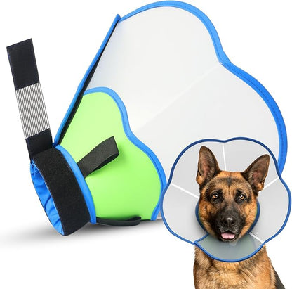 Hard &amp; Heavy Plastic Dog Cone Collar Alternative for Extra Large Dogs(Adult Lab Golden GSD), Pet Neck Head Protective Cone Anti-Lick, Adjustable Elizabethan Recovery Collar Cone of Shame for Healing