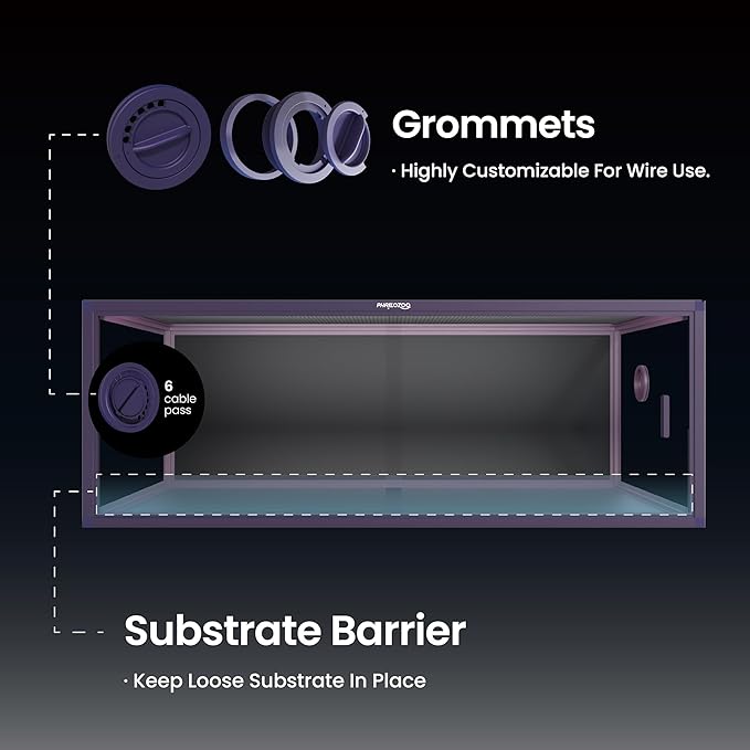 85 Gallon Reptile Tank, Front Opening Snake Tank for Easy Maintenance, Reptile Enclosure with Top Screen Ventilation 48&