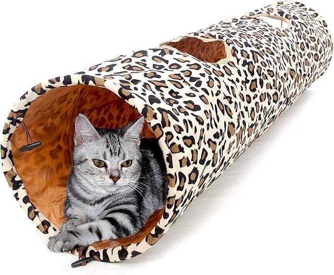 PAWZ Road XL Collapsible Cat Tunnel for Fat Cats &amp; Rabbits - 51"x12" Extra Wide Pet Play Tunnel with 12-Inch Diameter for Large Cats, Small Dogs