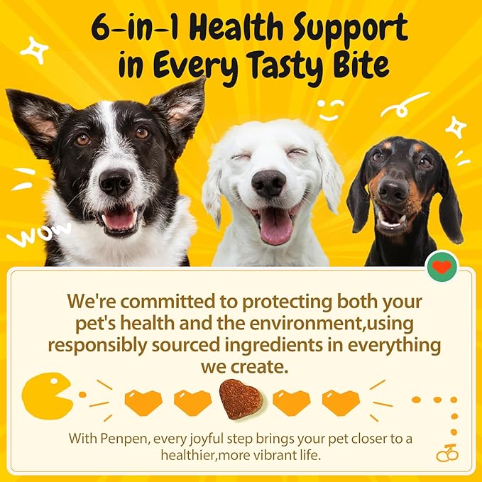 Penpen Probiotics for Dogs, Dogs Probiotics for Digestive Health, Multi-Probiotic and Enzyme Blend Promote Gut Health &amp; Immune Support, Eases Sensitive Stomachs (Beef Chews, 180ct)