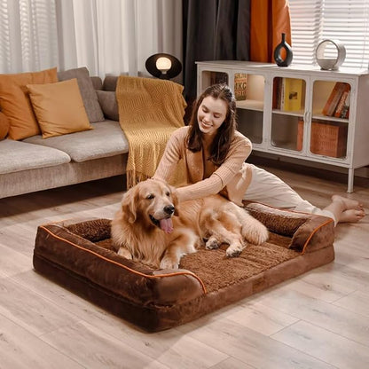 Comfort Expression XXL Orthopedic Dog Beds Waterproof, Orthopedic Foam Dogs Beds for Extra Large Dogs, Washable Dog Sofa Bed with Removable Cover &amp; Non-Slip Bottom(XX-Large,Chocolate Brown)